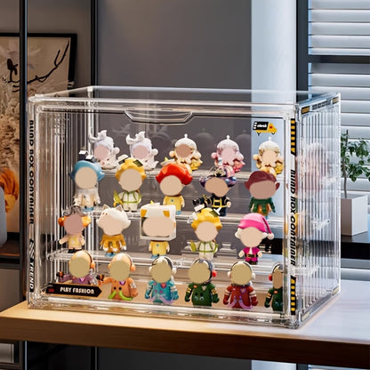 Clear Acrylic Figure Display Case with Magnetic Door, Adjustable Dividers and 3- or 4-Tier Options
