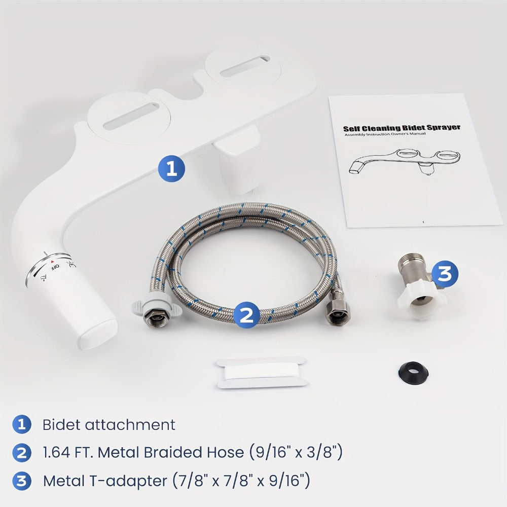 Ultra-Slim Non-Electric Bidet Attachment with Dual Retractable Nozzles and Seven Model Options