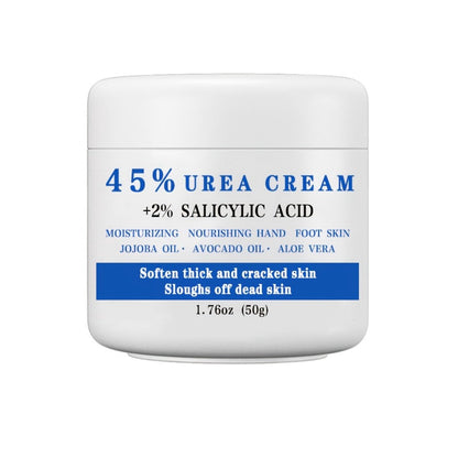 50g Jar of 45% Urea and 2% Salicylic Acid Foot Cream with Avocado and Shea Butter Labeling