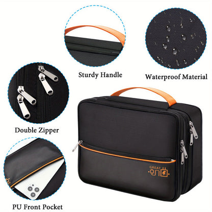 Cable Organizer Bag for Travel Double Layer, Electronics Case with Removable Dividers, Cables, Chargers