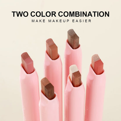 Dual-Color Eyeshadow Stick Set 6pcs Waterproof Two-Tone Eye Shadow Pencil – Smudge-Proof, Non-Fading, Blendable Shimmer & Matte Eye Makeup Kit for Women Beginners, Holiday Gift