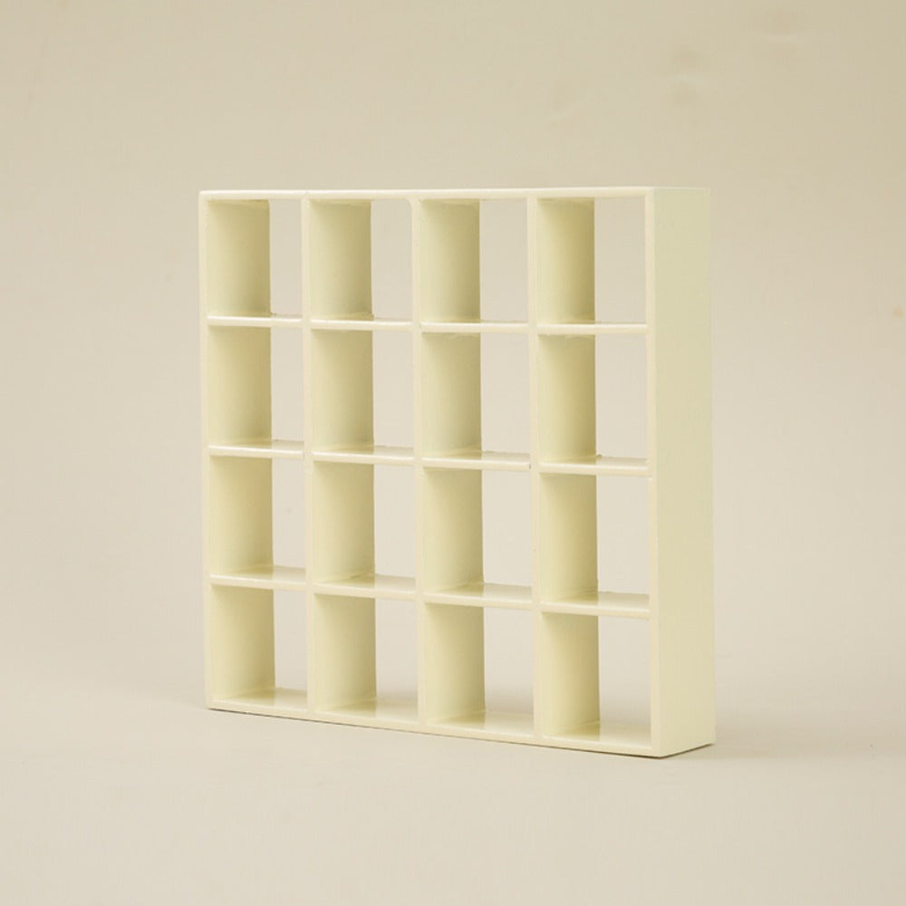 1:12 Scale 16-Compartment Dollhouse Display Cabinet in Four Finishes for Adult Miniature Dioramas