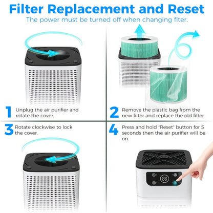 Air Purifier with Compact White or Black Body, Aroma Function and Quiet Sleep Mode for Small Rooms