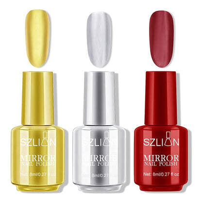 Three-Color Metallic Nail Polish Sets in Elegant, Popular, Summer or Christmas Shade Collections
