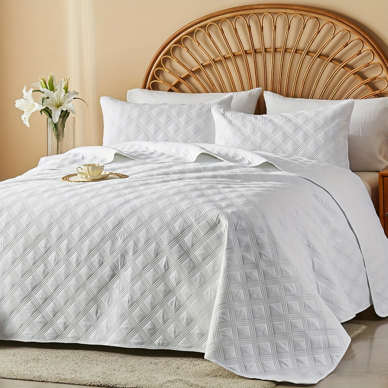 Coin-Pattern Quilt Set in Four Designs, Multiple Colors and Twin, Full-Queen or King-California King Sizes