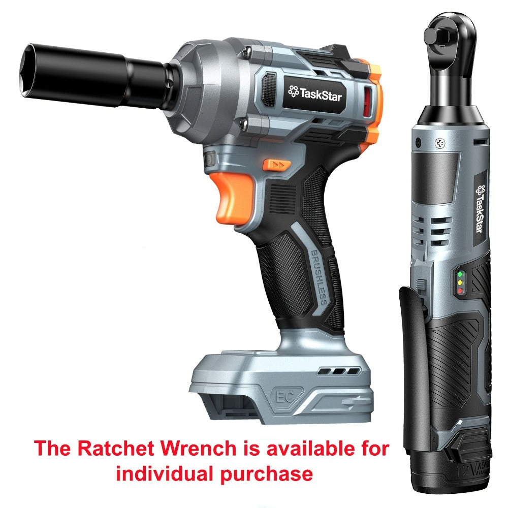 Power Tools TaskStar 3/8 Inch Cordless Ratchet or Wrench Set with 40 Nm Ratchet Option and Variable Speed