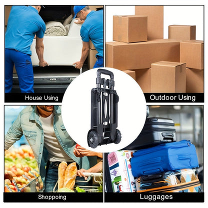 Compact Folding Aluminum Hand Truck with Telescoping Handle and Two- or Four-Wheel Configuration Options
