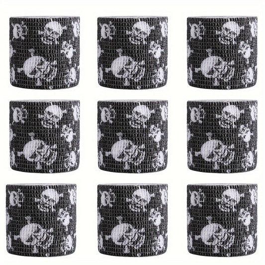 Tattoo Kit 9pcs Skull & Camouflage Temporary Tattoo Stencil Set – Body Art Accessories for Adults & Kids, No Batteries Needed