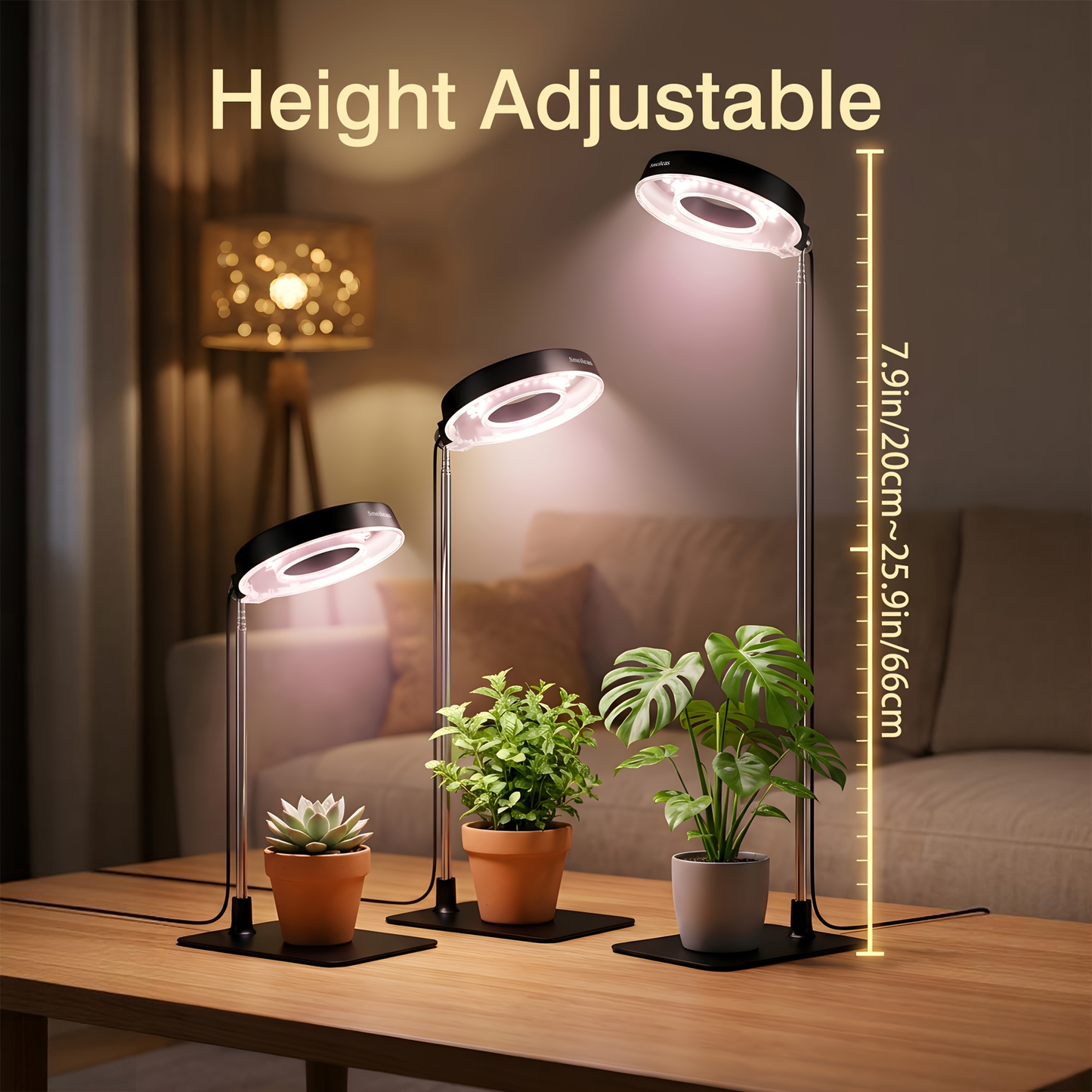 Grow Light for Indoor Plants 4-Head Full Spectrum | 720° Rotatable Retractable Pole 4 Dimming Modes Auto Timer 3/6/9H USB | Desktop Potted Plants
