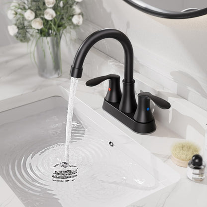 Centerset Bathroom Faucet 2 Handle 4 Inch - Dual Handle Vanity Sink Faucet with Pop-Up Drain & Supply Lines