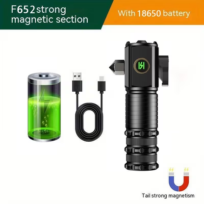 Flashlight 2000-Lumen Mini EDC Torch with Type-C Charging, Tail Magnet and Four Battery-Body Options