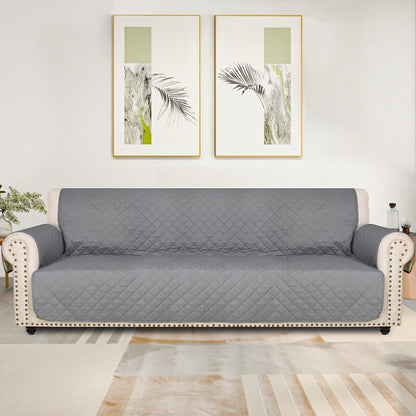 Sofa Cover Five-Layer Quilted Microfiber Protector with Elastic Strap and Foam Anchors for 3 or 4 Seats