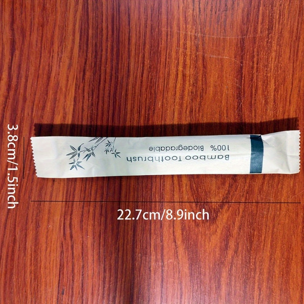20-Piece Bamboo-Labeled Toothbrush Set with Individually Wrapped Handles and Mixed Bristle Colors