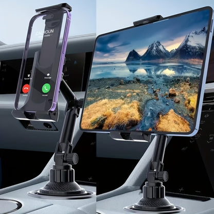 Car Cup Holder Phone & Tablet Mount – Adjustable Angle Multi-Functional Universal Vehicle Mount for Smartphones and Tablets | Durable Cup Holder Stand