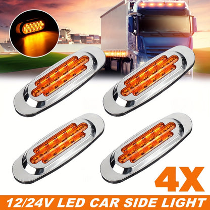LED Side Marker Lights 4-Pack for Truck Trailer 16 LEDs Dual Mode Steady-On & Flash – 12-24V Universal Fit Front Rear Side Marker Lamp in Red White Blue Green Yellow