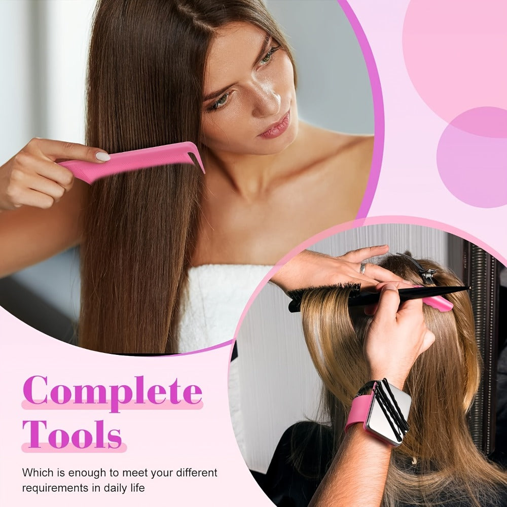 18-Piece Hair Sectioning and Styling Set with Clips, Combs, Parting Tools and Magnetic Wrist Holder