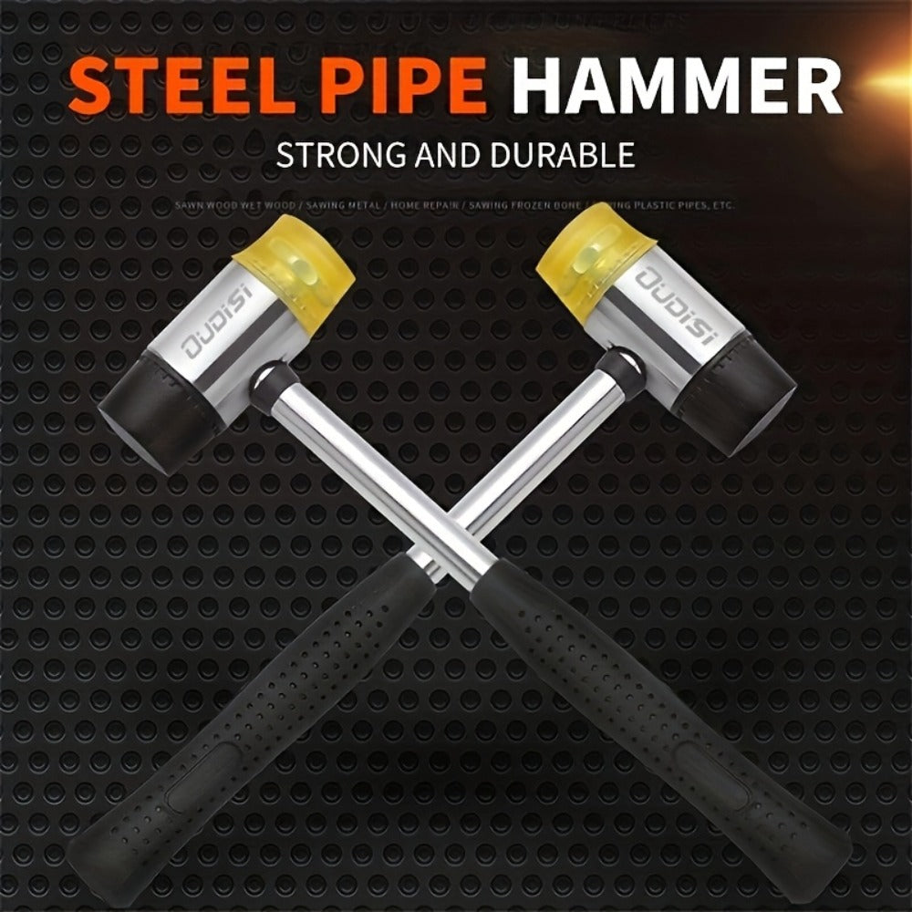 Double-Head Soft-Face Mallet with Steel Handle, Rubber Grip and Four Replaceable Head Sizes