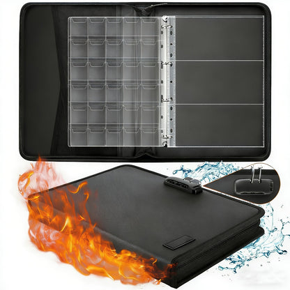 Locking Coin and Currency Collection Album with 300 Coin Pockets and 72 Bill Sleeves in a Black Carrying Case