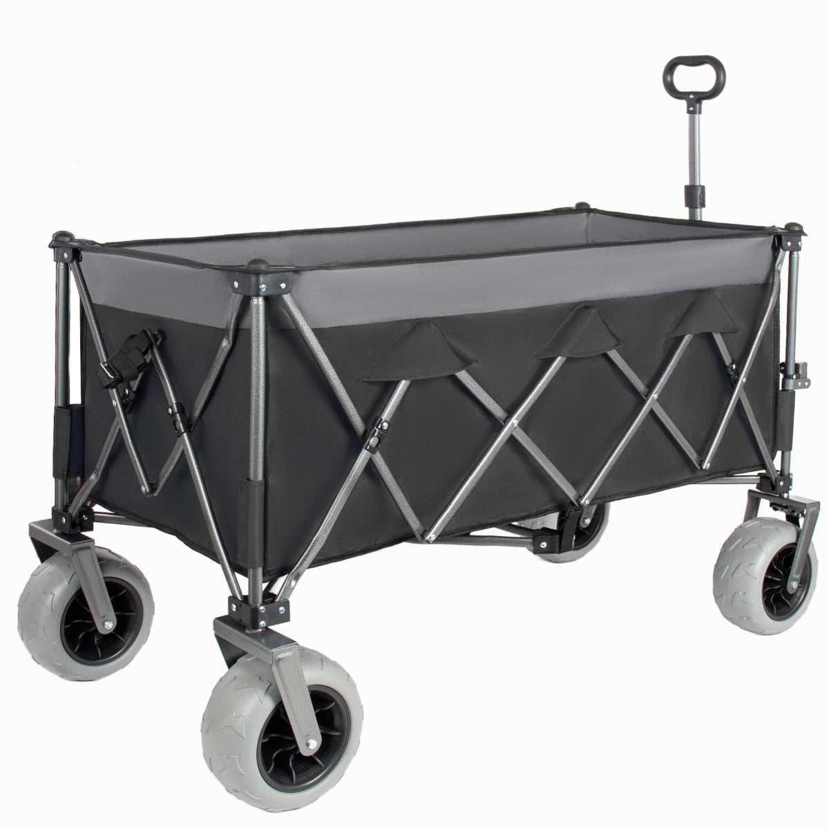 Heavy Duty Folding Wagon 52 Inch Utility Cart 560 lbs Capacity Collapsible Beach Wagon with Ultra-Stable Frame for Garden Sports Camping Outdoor
