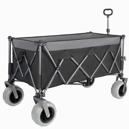 Heavy Duty Folding Wagon 52 Inch Utility Cart 560 lbs Capacity Collapsible Beach Wagon with Ultra-Stable Frame for Garden Sports Camping Outdoor