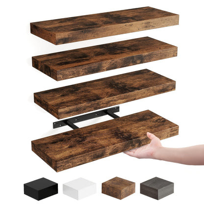 15.8-Inch Floating Wall Shelf Set with Concealed-Style Brackets, Five Finishes and 4- or 8-Piece Options