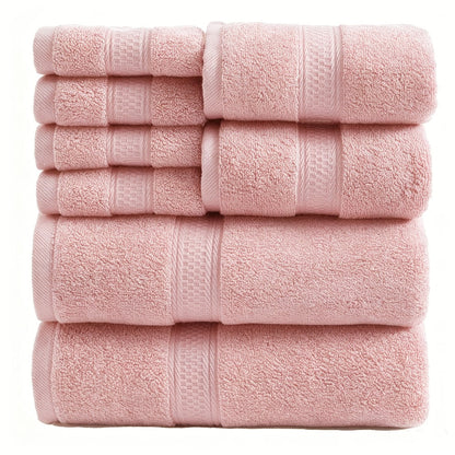 Towel Set 8 or 16 Piece Thickened Bath, Hand and Washcloth Collection in Multiple Solid Colors