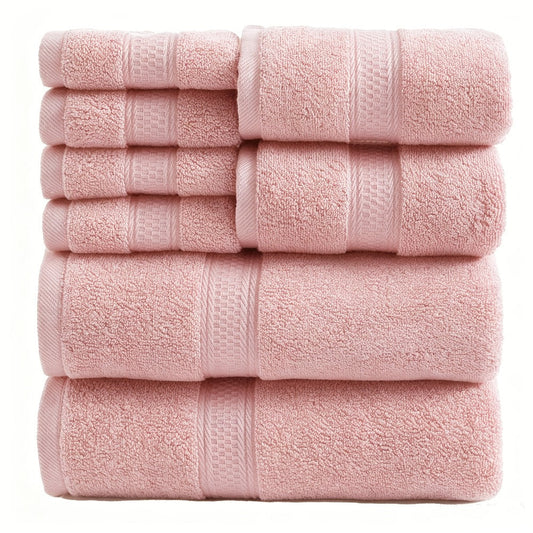 Towel Set 8 or 16 Piece Thickened Bath, Hand and Washcloth Collection in Multiple Solid Colors