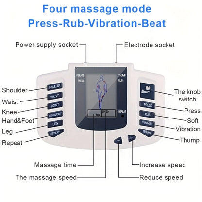 Dual-Channel TENS and EMS Stimulator with Four Electrode Pads in Black 36-Mode or White Versions