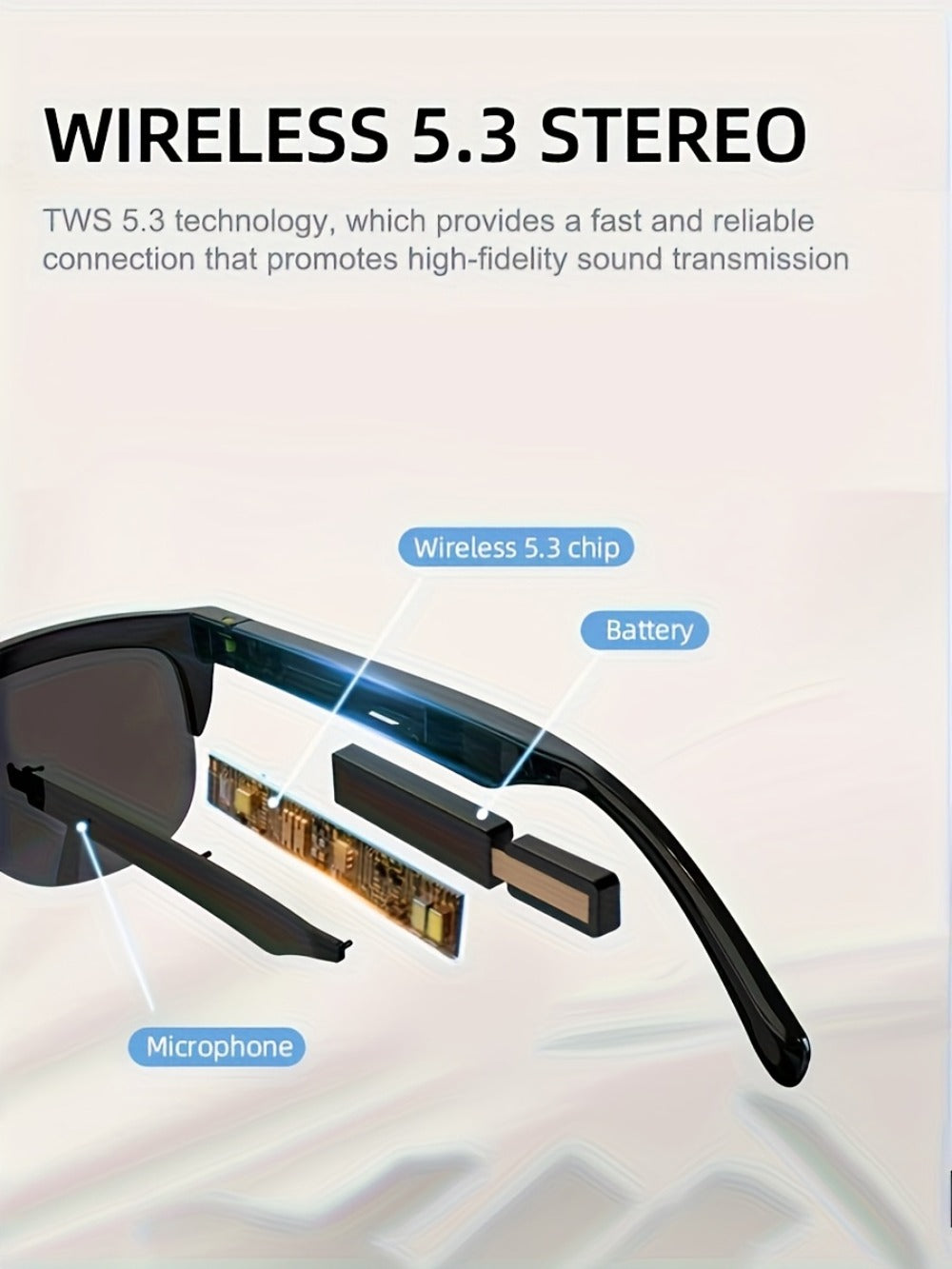 Open-Ear Audio Glasses with Bluetooth Built-In Speaker & Mic – Hands-Free Calls & Music | Lightweight Smart Eyewear for Cycling Driving Fishing Hiking Travel Office | Black & White | Wearable Tech Gift
