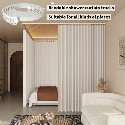 Flexible Curtain Rail Track – Bendable PVC Ceiling Mount Curtain Rod for Bay Window, Bathroom & Home Decor, Trim-to-Fit Monorail Curtain Track System