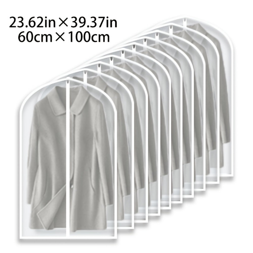Ten-Piece Translucent Hanging Garment Bag Set with Full Zippers in Four Exact Length Options