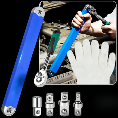 Zero Offset Extension Wrench Set 15-Inch – Impact-Ready 3/8" Ratchet Wrench with 1/2", 1/4" & 3/8" Drive Adapters, Narrow Space Auto Repair Tool, Multiple Colors