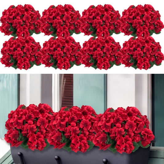 Artificial Flowers 13.77-Inch Geranium, Rose, Marigold or Hydrangea Styles in 8 and 16-Piece Options