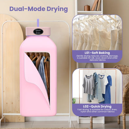 Portable Clothes Dryer with Tall Foldable Fabric Cabinet in Pink, Khaki or Purple Checkout Colors