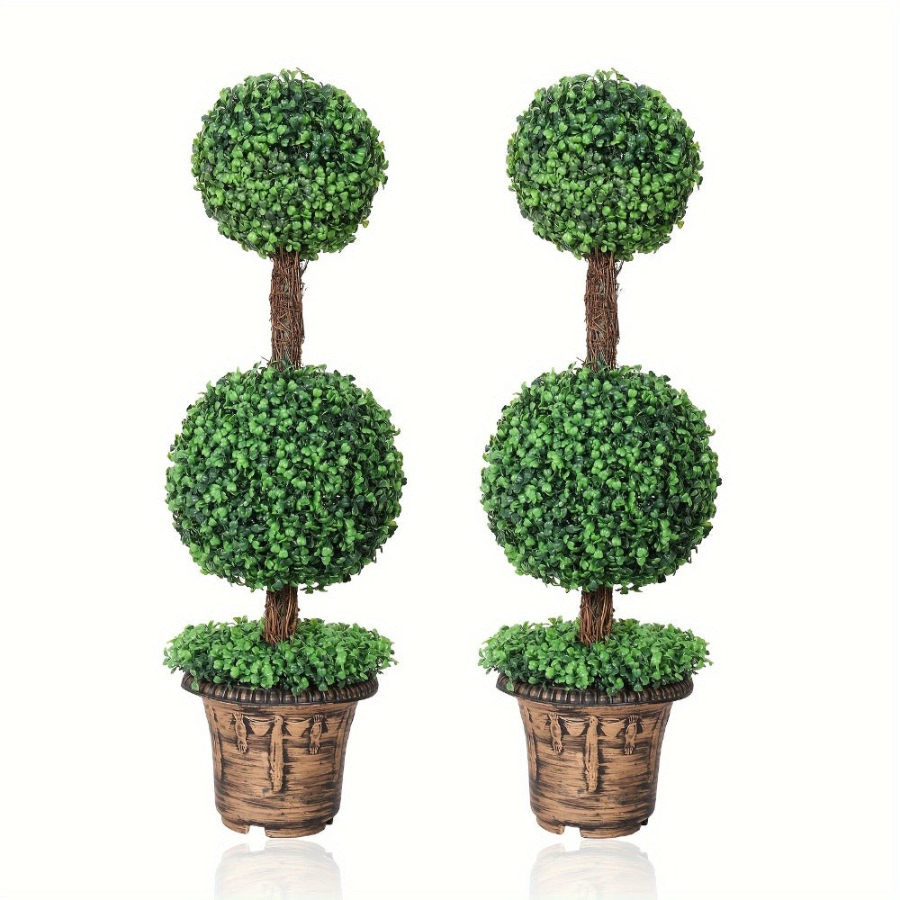 Two-Piece Artificial Boxwood Topiary Tree Set in 3-Foot Two-Ball or 4-Foot Three-Ball Designs