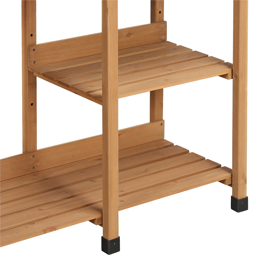 Four-Tier Garden Potting Bench with Removable Sink, Drawer, Adjustable Shelf and Three Side Hooks