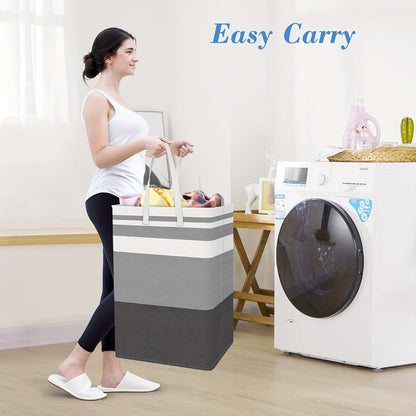 Three-Pack 75 L Gray Collapsible Laundry Basket Set with Carry Handles for Bedrooms and Dorms