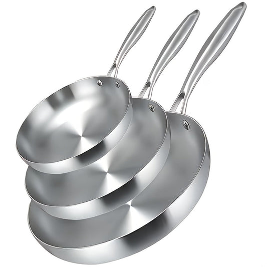 304 Stainless Steel Frying Pan 11 Inch Triply Base – Ergonomic Handle Even Heat Distribution Dishwasher Safe | Induction Compatible Professional Restaurant Grade Skillet 26cm Kitchen Cookware
