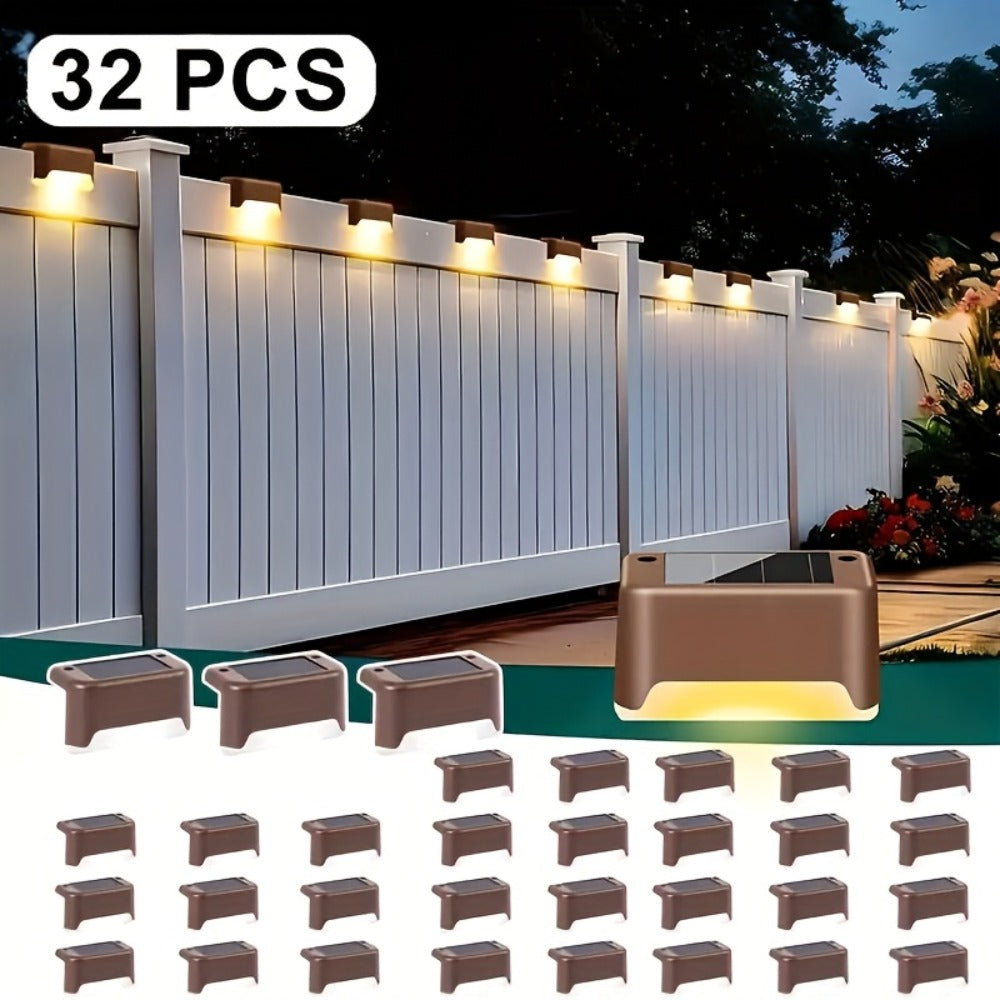 Solar Powered LED Deck Lights – Auto On/Off Outdoor Step Lights for Stairs, Fence, Pathway & Patio, 12-Hour Continuous Lighting, Weatherproof Solar Stair Lights for Garden, Yard & Commercial Use