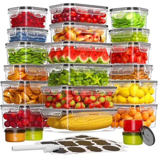 Lunch Box Food Storage Organizer with Flip-Top Lids, Microwave- and Dishwasher-Safe Plastic Sets