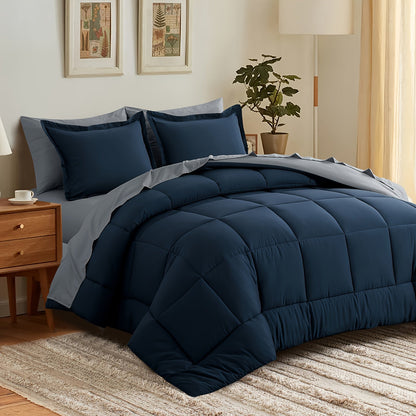 7 Piece Comforter Set Luxury Soft Fluffy Bedding All Season Bed in a Bag with Comforter Fitted Sheet Flat Sheet Pillowcases Hypoallergenic Breathable Easy Care Queen King Twin XL Full