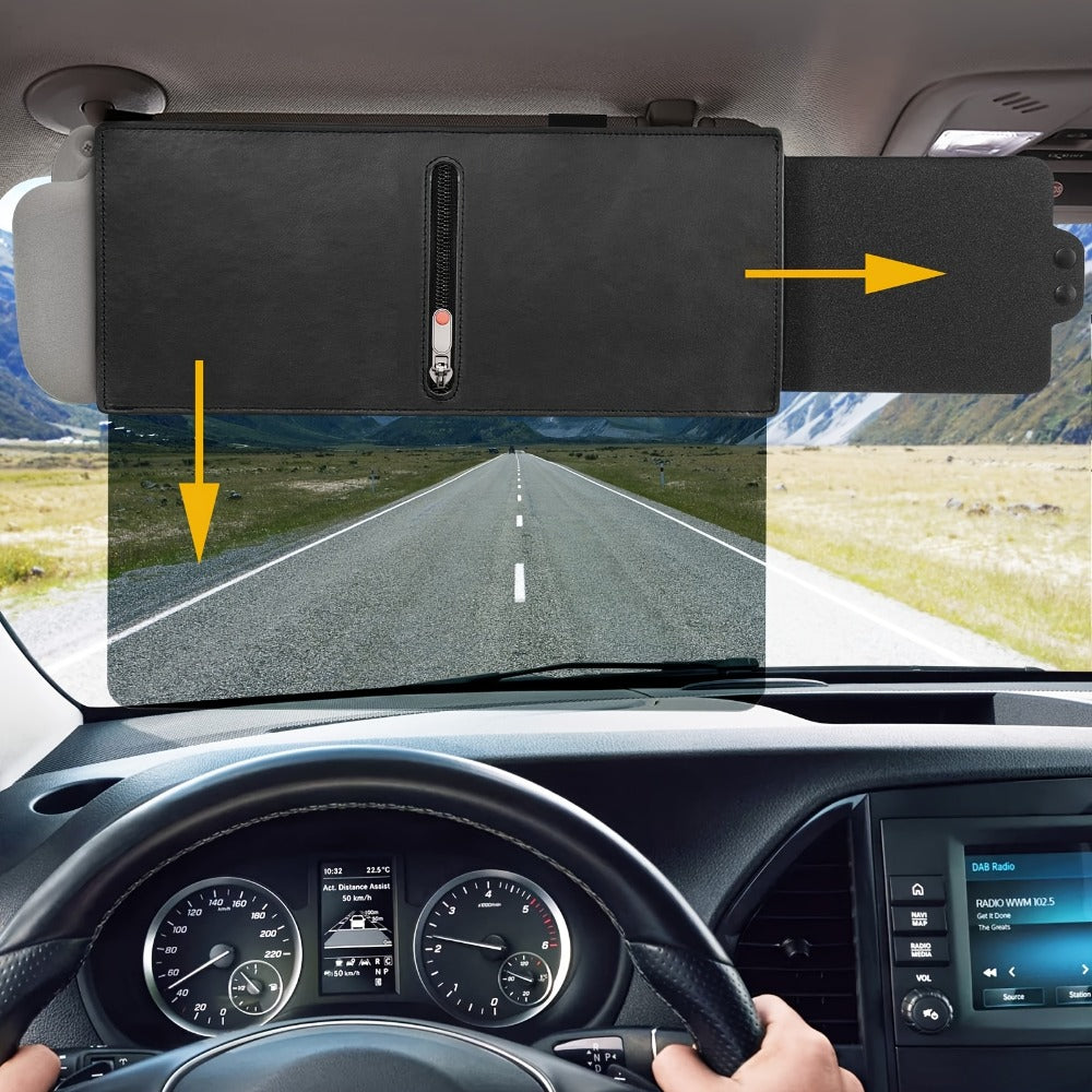 Sun Visor Extender Polarized PC Material | Driver & Passenger Side Clip-On, Adjustable Glare & UV Blocker, Fits All Vehicles, Road Safety Anti-Glare Car Sun Shield
