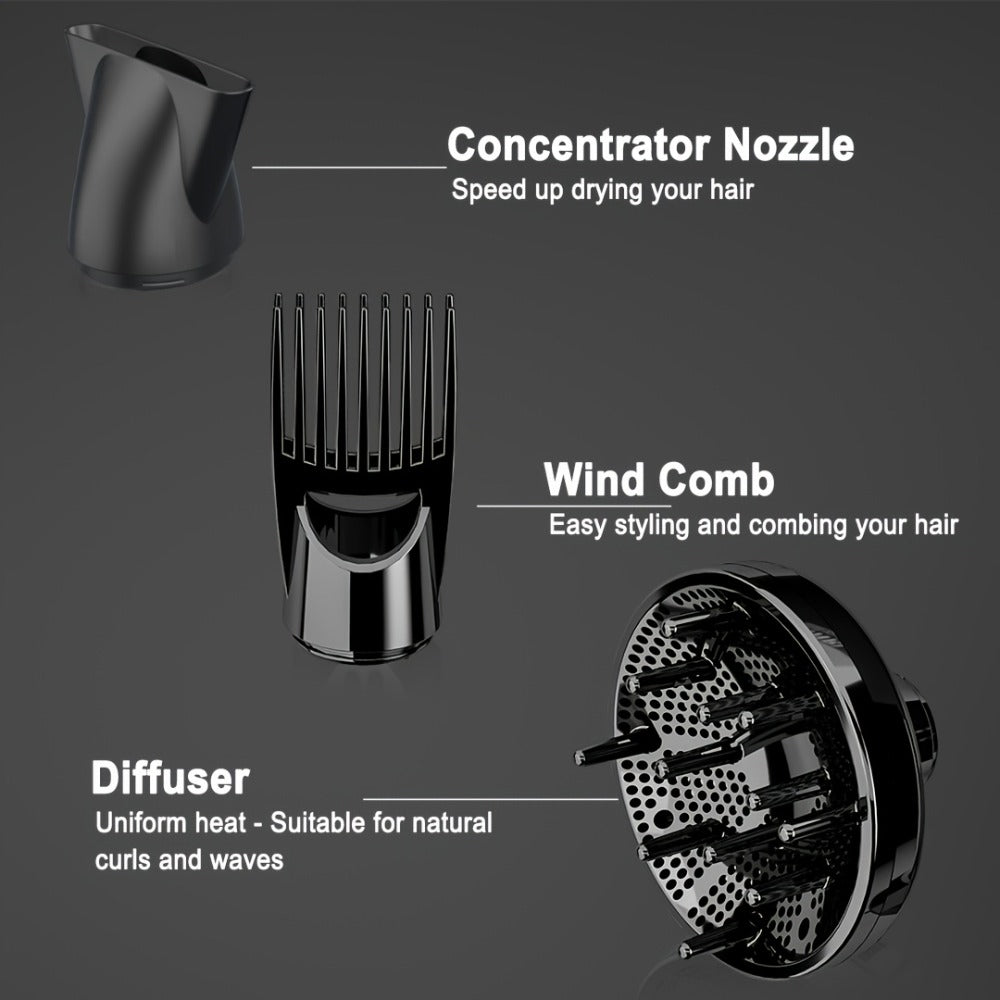 JINRI 1875W Hair Dryer with Three Heat Settings, Two Speeds and One- or Three-Accessory Package Options