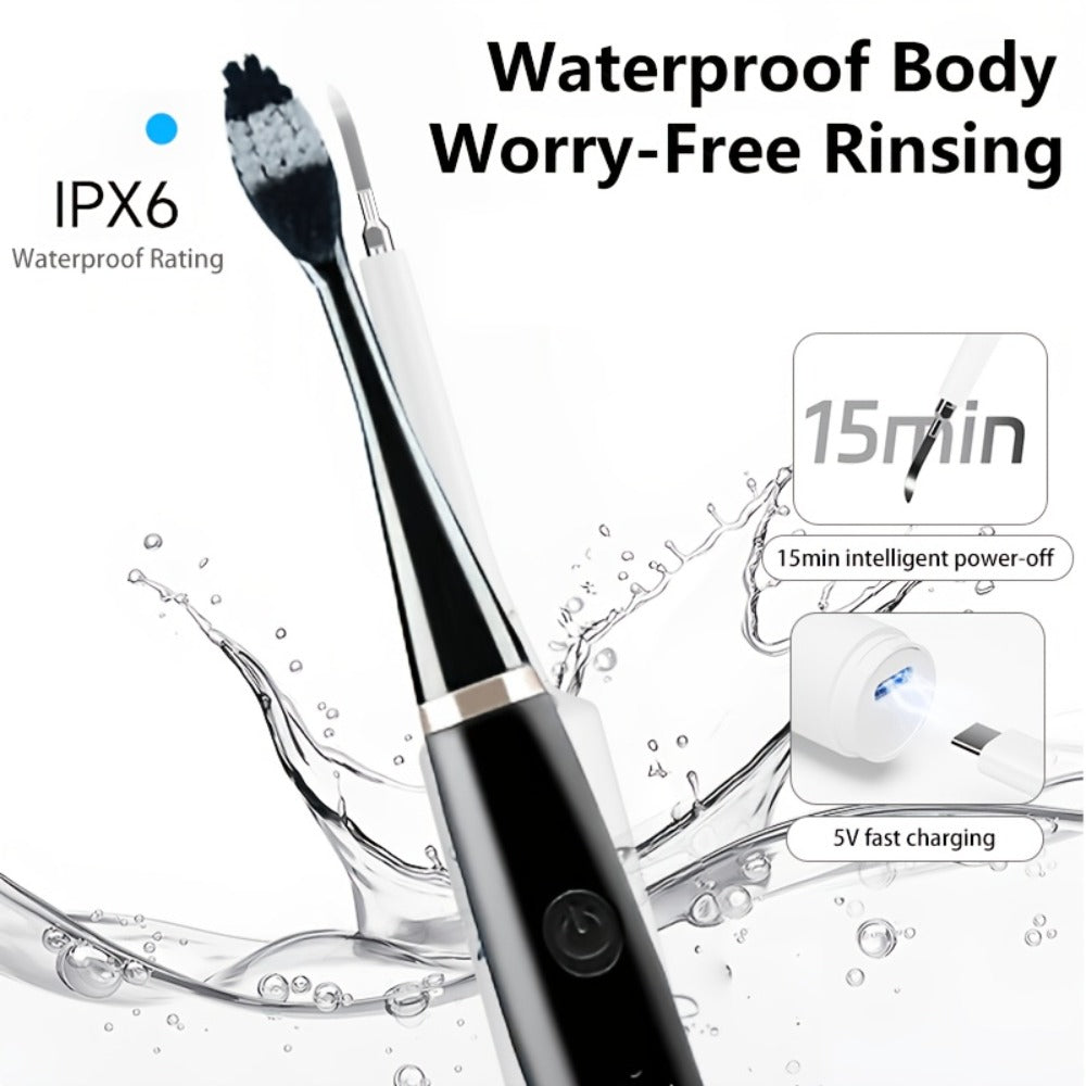 Electric Toothbrush Kit with Five Brush Heads, Two Accessory Cleaning Heads, USB Charging and Travel Case