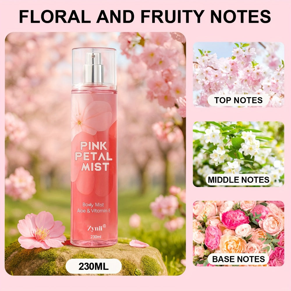Fragrance Body Mist for Women, Floral, Fruity, Musk & Vanilla Body Spray with Aloe & Vitamin E, 3-8 fl oz