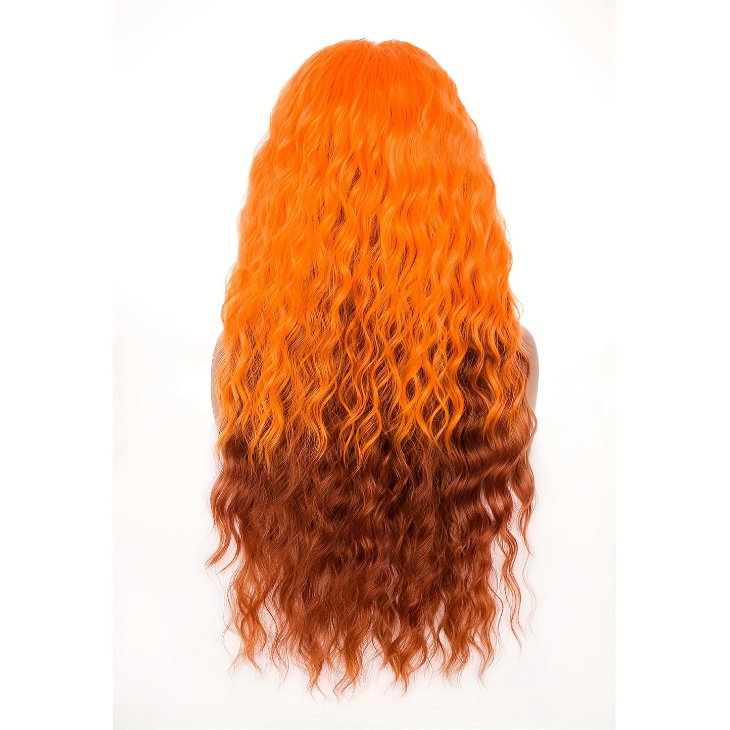 Synthetic Wig 30-Inch Long Curly Waves with Dark Roots, Middle Part and Three Ombre Colors