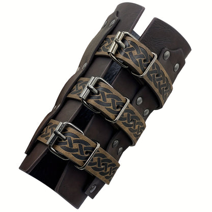 Costume Accessories Faux Leather Bracers in Brown or Black with Single-Piece and Two-Piece Options