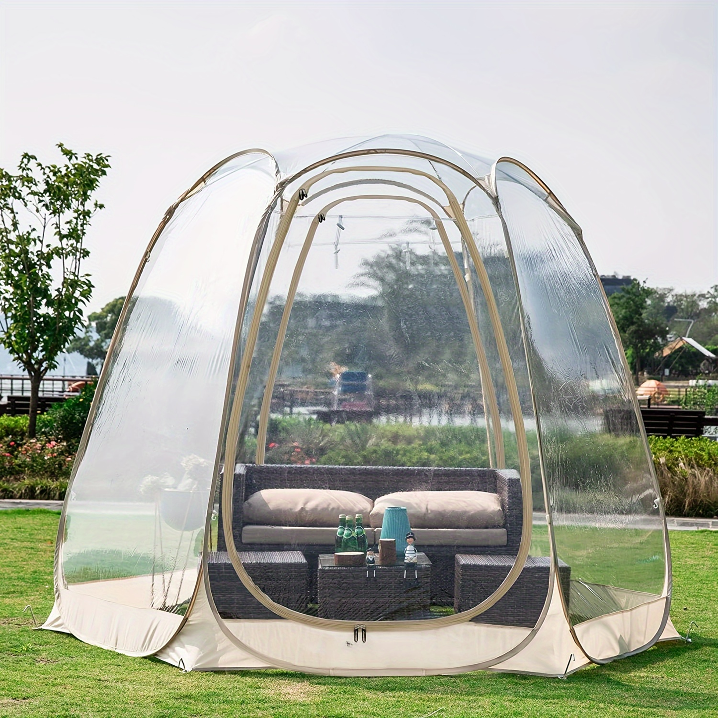 Clear-Panel Dome Screen Shelter with Two Zippered Doors, Ground Stakes and 10-by-10 or 12-by-12 Options
