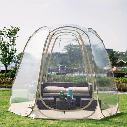 Clear-Panel Dome Screen Shelter with Two Zippered Doors, Ground Stakes and 10-by-10 or 12-by-12 Options