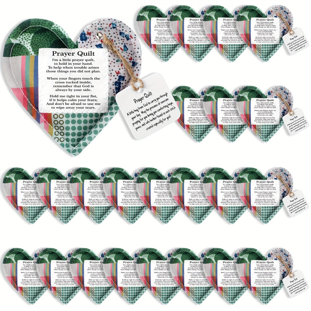 Mini Prayer Quilts 24pcs – Christian Sympathy Gift Set with Cross Heart Pocket & Bible Verse Scripture Panels for Women, Baptism, Hospital Visits, Mother’s Day & Religious Keepsakes